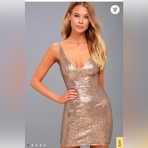 Lulus Champagne Showers Matte Bronze Sequin Bodycon Dress